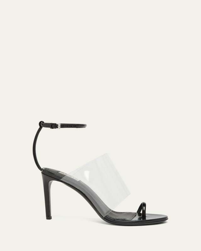 Asymmetric Clear Patent Leather Sandals
